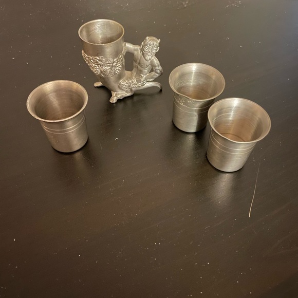 Vintage Pewter German Shot glasses with The Devil - Picture 2 of 13